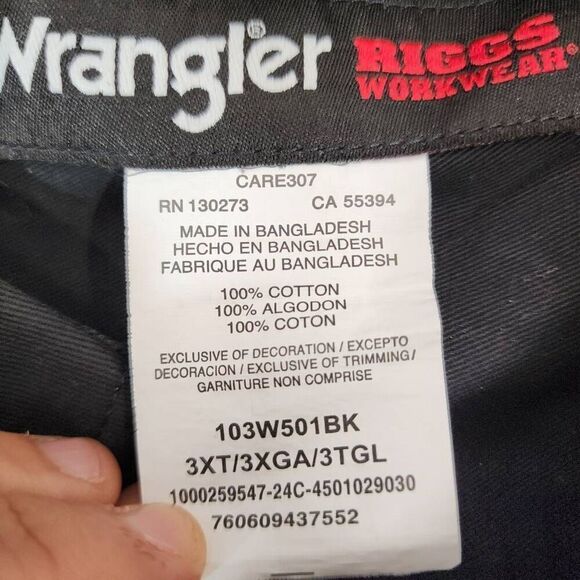 Wrangler® RIGGS Size 3XT Workwear® Long Sleeve Button Down Solid Twill Work Shir - Picture 7 of 10